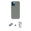 MARSİLYAN™- iPhone 12 Pro Max Kılıf Zirve Modern Özel Seri - Şeffaf Uv Polymer Nano Ekran Koruyucu + Shine Kamera Lens Koruma Cam - GS