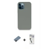 MARSİLYAN™- iPhone 12 Pro Max Kılıf Zirve Modern Özel Seri - Şeffaf Uv Polymer Nano Ekran Koruyucu + Shine Kamera Lens Koruma Cam - SH