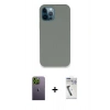 MARSİLYAN™- iPhone 12 Pro Max Kılıf Zirve Modern Özel Seri - Şeffaf Uv Polymer Nano Ekran Koruyucu + Yeşil Neon Fosforlu Kamera Lens