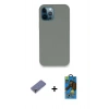 MARSİLYAN™- iPhone 12 Pro Max Kılıf Zirve Modern Özel Seri - Siyah 18D Cam Ekran Koruyucu + Metal Kamera Lens Koruma Cam - GD