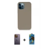 MARSİLYAN™- iPhone 12 Pro Max Kılıf Zirve Modern Özel Seri - Siyah 18D Cam Ekran Koruyucu + Neon Fosforlu Kamera Lens - SI