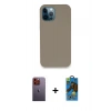 MARSİLYAN™- iPhone 12 Pro Max Kılıf Zirve Modern Özel Seri - Siyah 18D Cam Ekran Koruyucu + Neon Fosforlu Kamera Lens - TU