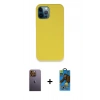 MARSİLYAN™- iPhone 12 Pro Max Kılıf Zirve Modern Özel Seri - Siyah 18D Cam Ekran Koruyucu + Neon Fosforlu Kamera Lens - SI