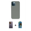 MARSİLYAN™- iPhone 12 Pro Max Kılıf Zirve Modern Özel Seri - Siyah 18D Cam Ekran Koruyucu + Neon Fosforlu Kamera Lens - SI