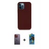 MARSİLYAN™- iPhone 12 Pro Max Kılıf Zirve Modern Özel Seri - Siyah 18D Cam Ekran Koruyucu + Neon Fosforlu Kamera Lens - TU