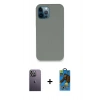 MARSİLYAN™- iPhone 12 Pro Max Kılıf Zirve Modern Özel Seri - Siyah 18D Cam Ekran Koruyucu + Neon Fosforlu Kamera Lens - BZ