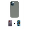 MARSİLYAN™- iPhone 12 Pro Max Kılıf Zirve Modern Özel Seri - Siyah 18D Cam Ekran Koruyucu + Neon Fosforlu Kamera Lens - TU
