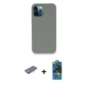 MARSİLYAN™- iPhone 12 Pro Max Kılıf Zirve Modern Özel Seri - Siyah 18D Cam Ekran Koruyucu + Renkli Kamera Lens Koruma Cam - PE
