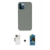 MARSİLYAN™- iPhone 12 Pro Max Kılıf Zirve Modern Özel Seri - Siyah 18D Cam Ekran Koruyucu + Shine Kamera Lens - GD