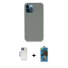MARSİLYAN™- iPhone 12 Pro Max Kılıf Zirve Modern Özel Seri - Siyah 18D Cam Ekran Koruyucu + Shine Kamera Lens - LT