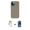 MARSİLYAN™- iPhone 12 Pro Max Kılıf Zirve Modern Özel Seri - Siyah 18D Cam Ekran Koruyucu + Shine Kamera Lens - LT