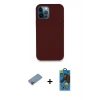 MARSİLYAN™- iPhone 12 Pro Max Kılıf Zirve Modern Özel Seri - Siyah 18D Cam Ekran Koruyucu + Shine Kamera Lens Koruma Cam - PE
