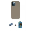 MARSİLYAN™- iPhone 12 Pro Max Kılıf Zirve Modern Özel Seri - Siyah 18D Cam Ekran Koruyucu + Shine Kamera Lens Koruma Cam - GD
