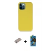 MARSİLYAN™- iPhone 12 Pro Max Kılıf Zirve Modern Özel Seri - Siyah 18D Cam Ekran Koruyucu + Sierra Blue Shine Kamera Lens Koruma Cam