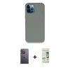 MARSİLYAN™- iPhone 12 Pro Max Kılıf Zirve Modern Özel Seri - Siyah 20D Premium Cam Ekran Koruyucu + Neon Fosforlu Kamera Lens - BZ