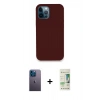 MARSİLYAN™- iPhone 12 Pro Max Kılıf Zirve Modern Özel Seri - Siyah 20D Premium Cam Ekran Koruyucu + Neon Fosforlu Kamera Lens - MI