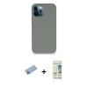 MARSİLYAN™- iPhone 12 Pro Max Kılıf Zirve Modern Özel Seri - Siyah 20D Premium Cam Ekran Koruyucu + Mavi Shine Kamera Lens Koruma Cam