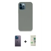 MARSİLYAN™- iPhone 12 Pro Max Kılıf Zirve Modern Özel Seri - Siyah 20D Premium Cam Ekran Koruyucu + Neon Fosforlu Kamera Lens - MI