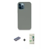 MARSİLYAN™- iPhone 12 Pro Max Kılıf Zirve Modern Özel Seri - Siyah 20D Premium Cam Ekran Koruyucu + Renkli Kamera Lens Koruma Cam - MI