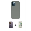 MARSİLYAN™- iPhone 12 Pro Max Kılıf Zirve Modern Özel Seri - Siyah 20D Premium Cam Ekran Koruyucu + Sarı Neon Fosforlu Kamera Lens
