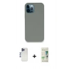 MARSİLYAN™- iPhone 12 Pro Max Kılıf Zirve Modern Özel Seri - Siyah 20D Premium Cam Ekran Koruyucu + Shine Kamera Lens - LT