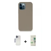 MARSİLYAN™- iPhone 12 Pro Max Kılıf Zirve Modern Özel Seri - Siyah 20D Premium Cam Ekran Koruyucu + Shine Kamera Lens - LT