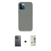 MARSİLYAN™- iPhone 12 Pro Max Kılıf Zirve Modern Özel Seri - Siyah 20D Premium Cam Ekran Koruyucu + Neon Fosforlu Kamera Lens - YL