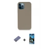 MARSİLYAN™- iPhone 12 Pro Max Kılıf Zirve Modern Özel Seri - Siyah 34D Izgaralı Cam + Metal Kamera Lens Koruma Cam - GD