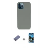 MARSİLYAN™- iPhone 12 Pro Max Kılıf Zirve Modern Özel Seri - Siyah 34D Izgaralı Cam + Metal Kamera Lens Koruma Cam - GD