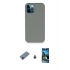 MARSİLYAN™- iPhone 12 Pro Max Kılıf Zirve Modern Özel Seri - Siyah 34D Izgaralı Cam + Metal Kamera Lens Koruma Cam - KI