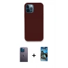 MARSİLYAN™- iPhone 12 Pro Max Kılıf Zirve Modern Özel Seri - Siyah 34D Izgaralı Cam + Neon Fosforlu Kamera Lens - MI