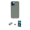 MARSİLYAN™- iPhone 12 Pro Max Kılıf Zirve Modern Özel Seri - Siyah 34D Izgaralı Cam + Shine Kamera Lens Koruma Cam - SABE