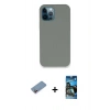MARSİLYAN™- iPhone 12 Pro Max Kılıf Zirve Modern Özel Seri - Siyah 34D Izgaralı Cam + Shine Kamera Lens Koruma Cam - PE