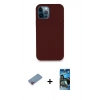MARSİLYAN™- iPhone 12 Pro Max Kılıf Zirve Modern Özel Seri - Siyah 34D Izgaralı Cam + Shine Kamera Lens Koruma Cam - PE