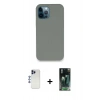 MARSİLYAN™- iPhone 12 Pro Max Kılıf Zirve Modern Özel Seri - Siyah 360 Mat Full Body Arka Koruyucu + Lacivert Shine Kamera Lens