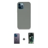 MARSİLYAN™- iPhone 12 Pro Max Kılıf Zirve Modern Özel Seri - Siyah 360 Mat Full Body Arka Koruyucu + Mavi Neon Fosforlu Kamera Lens