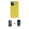 MARSİLYAN™- iPhone 12 Pro Max Kılıf Zirve Modern Özel Seri - Siyah 360 Mat Full Body Arka Koruyucu + Mavi Neon Fosforlu Kamera Lens