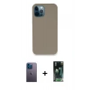 MARSİLYAN™- iPhone 12 Pro Max Kılıf Zirve Modern Özel Seri - Siyah 360 Mat Full Body Arka Koruyucu + Mavi Neon Fosforlu Kamera Lens