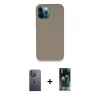 MARSİLYAN™- iPhone 12 Pro Max Kılıf Zirve Modern Özel Seri - Siyah 360 Mat Full Body Arka Koruyucu + Neon Fosforlu Kamera Lens - BZ