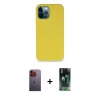 MARSİLYAN™- iPhone 12 Pro Max Kılıf Zirve Modern Özel Seri - Siyah 360 Mat Full Body Arka Koruyucu + Neon Fosforlu Kamera Lens - TU