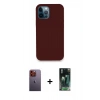 MARSİLYAN™- iPhone 12 Pro Max Kılıf Zirve Modern Özel Seri - Siyah 360 Mat Full Body Arka Koruyucu + Neon Fosforlu Kamera Lens - TU