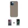 MARSİLYAN™- iPhone 12 Pro Max Kılıf Zirve Modern Özel Seri - Siyah 360 Mat Full Body Arka Koruyucu + Neon Fosforlu Kamera Lens - TU