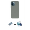 MARSİLYAN™- iPhone 12 Pro Max Kılıf Zirve Modern Özel Seri - Siyah 3D Antistatik Cam Ekran Koruyucu + Shine Kamera Lens Koruma Cam - GI