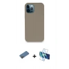 MARSİLYAN™- iPhone 12 Pro Max Kılıf Zirve Modern Özel Seri - Siyah 3D Antistatik Cam Ekran Koruyucu + Shine Kamera Lens Koruma Cam - GD