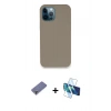 MARSİLYAN™- iPhone 12 Pro Max Kılıf Zirve Modern Özel Seri - Siyah 3D Antistatik Cam Ekran Koruyucu + Metal Kamera Lens Koruma Cam - GD