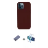 MARSİLYAN™- iPhone 12 Pro Max Kılıf Zirve Modern Özel Seri - Siyah 3D Antistatik Cam Ekran Koruyucu + Metal Kamera Lens Koruma Cam - GD