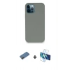 MARSİLYAN™- iPhone 12 Pro Max Kılıf Zirve Modern Özel Seri - Siyah 3D Antistatik Cam Ekran Koruyucu + Shine Kamera Lens Koruma Cam - GD