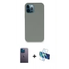 MARSİLYAN™- iPhone 12 Pro Max Kılıf Zirve Modern Özel Seri - Siyah 3D Antistatik Cam Ekran Koruyucu + Neon Fosforlu Kamera Lens - MI