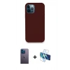 MARSİLYAN™- iPhone 12 Pro Max Kılıf Zirve Modern Özel Seri - Siyah 3D Antistatik Cam Ekran Koruyucu + Neon Fosforlu Kamera Lens - MI
