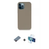 MARSİLYAN™- iPhone 12 Pro Max Kılıf Zirve Modern Özel Seri - Siyah 3D Antistatik Cam Ekran Koruyucu + Metal Kamera Lens Koruma Cam - KI